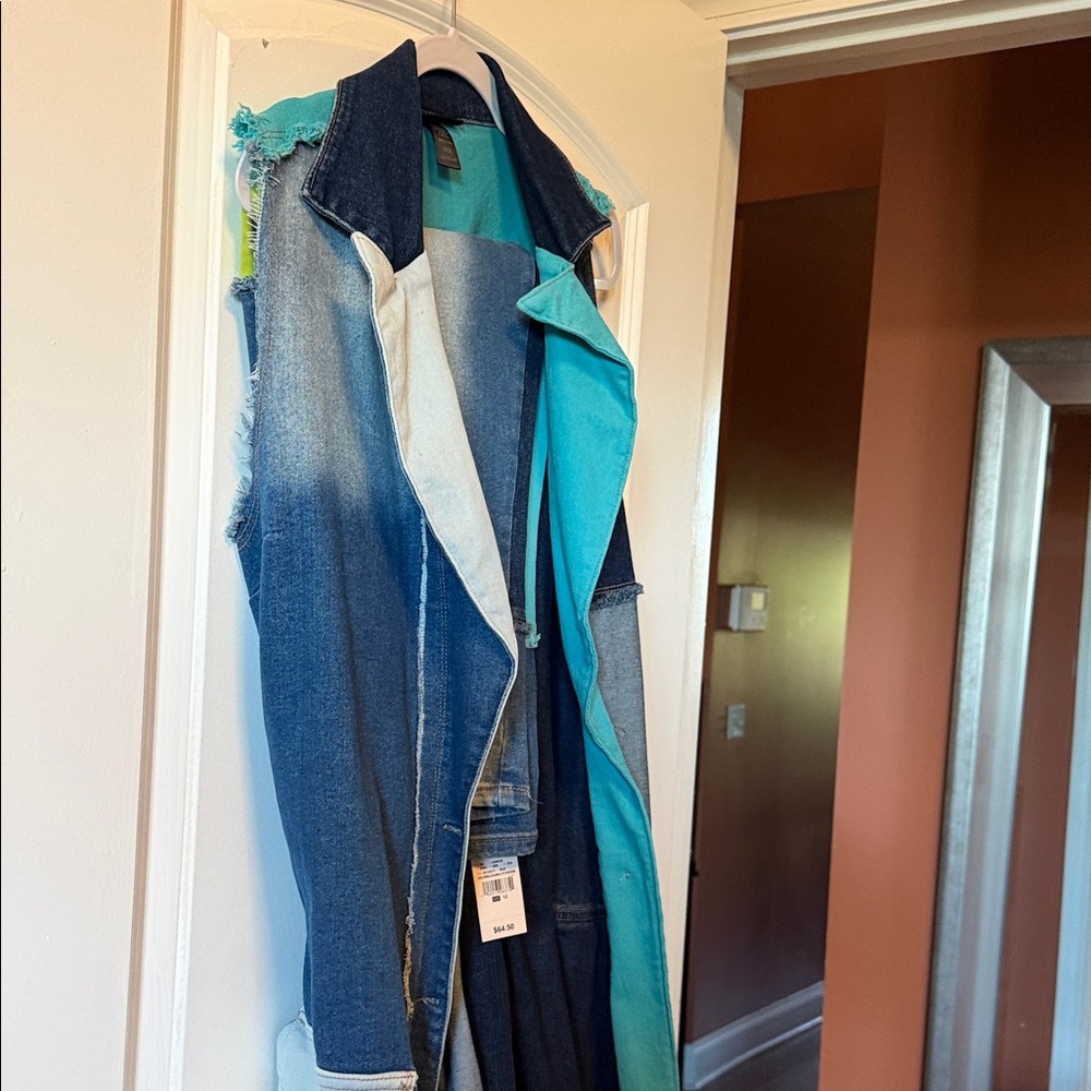 Ankle & Cropped Jeans Jacket and capris Teal, Navy, Light Blue- - Picture 4 of 5